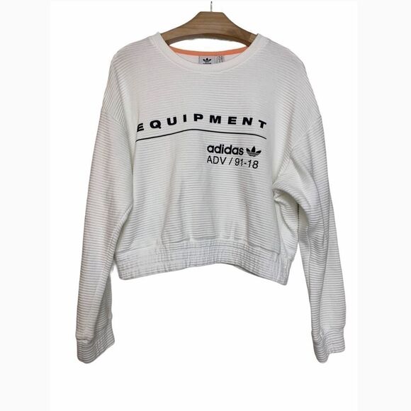 Adidas White Cropped EQT Sweatshirt - Picture 1 of 4